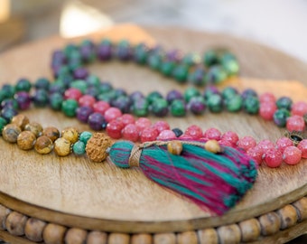 Heart Chakra Mala Beads, 108 Buddhist Prayer Beads, Yoga Neckalce, Mindful Gifts