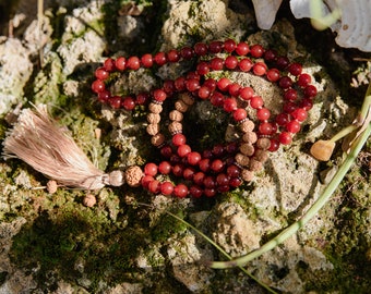 CARNELIAN MALA, Buddhist Prayer Beads, 108 Japa Mala, Shiva Mala, Beads for Meditation, Tantric Mala