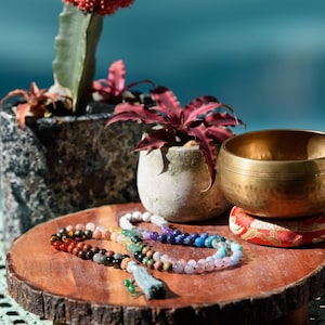 Chakra Mala Bead Necklace: 108 Gemstone Prayer Beads