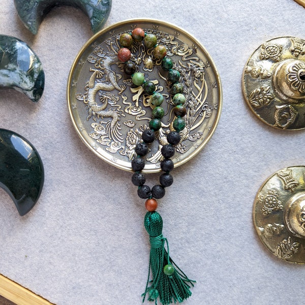 GROUNDING Pocket Mala, 27 Beads Travel Mala, Yoga Gift, Intentional Jewelry, Prayer Beads