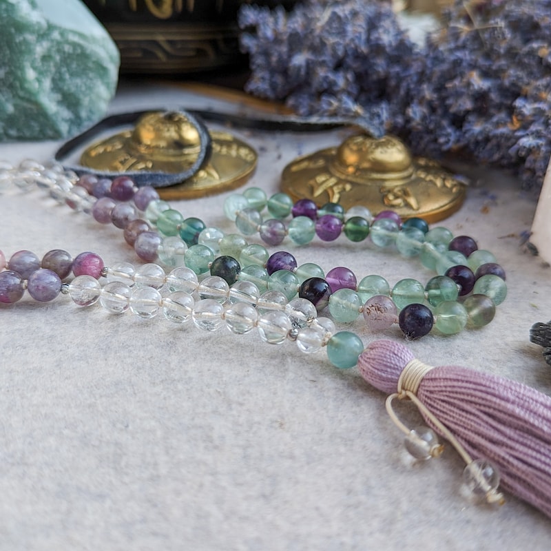 Tibetan 108ct Sunstone Mala Hindu Yoga Meditation Prayer Bead Necklace main image 1