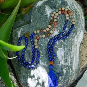 Lapis Lazuli Serpentine Mala: 108 Meditation Beads, Yoga Gift