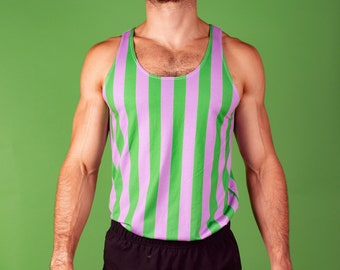 Vintage Striped Tank Top, Retro Vintage Bodybuilder Gym Workout Tank for Bodybuilding and Exercise