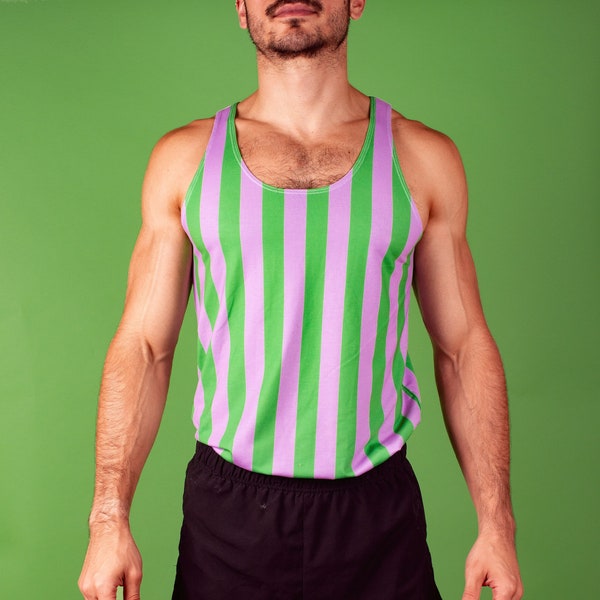 Vintage Striped Tank Top, Retro Vintage Bodybuilder Gym Workout Tank for Bodybuilding and Exercise