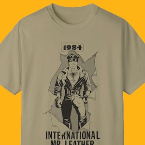 International Mr. Leather 1984 T-Shirt, Vintage LGBT Shirt, Leather Man Queer Gifts, Vintage Gay Illustration Top