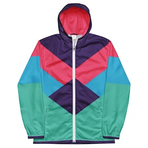 80's Pink & Teal Geometric Windbreaker