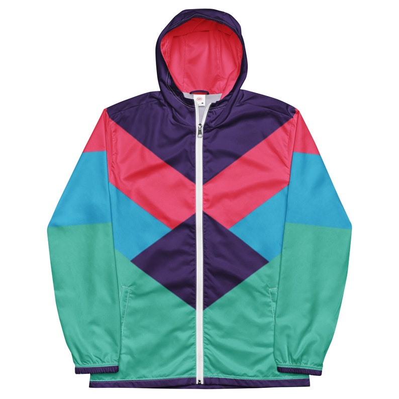 80's Pink & Teal Geometric Windbreaker