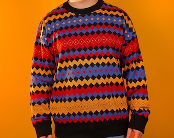 70's Striped Knit Sweater, Funky Retro Jumper