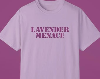 Lavender Menace T-Shirt, Vintage Lesbian Tee, Subtle Lesbian Pride Shirt, Beware The Lavender Menace, Queer Sapphic Shirt