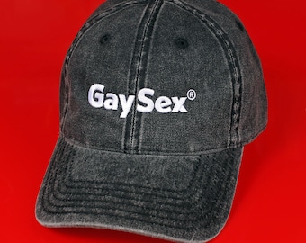 Gay Sex Denim Hat, Funny LGBT Gift, Queer Cap
