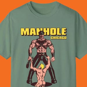 Manhole Vintage Gay Bar T-Shirt, Retro LGBT Shirt, Leather Man Queer Gifts, Vintage Gay Illustration Top