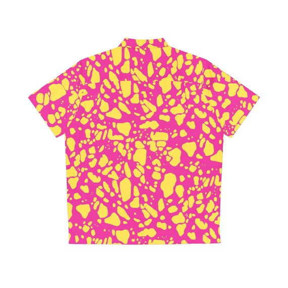 Pink & Yellow Speckle Hawaiian Shirt, Miami Vice Button-up