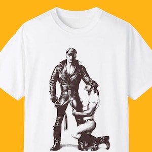 Leather Man Gay T-Shirt, Vintage LGBT Shirt, Leather Man Queer Gifts, Vintage Gay Illustration Top