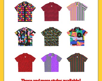80s Memphis Hawaiian Shirt Retro 90s Geometric Pattern