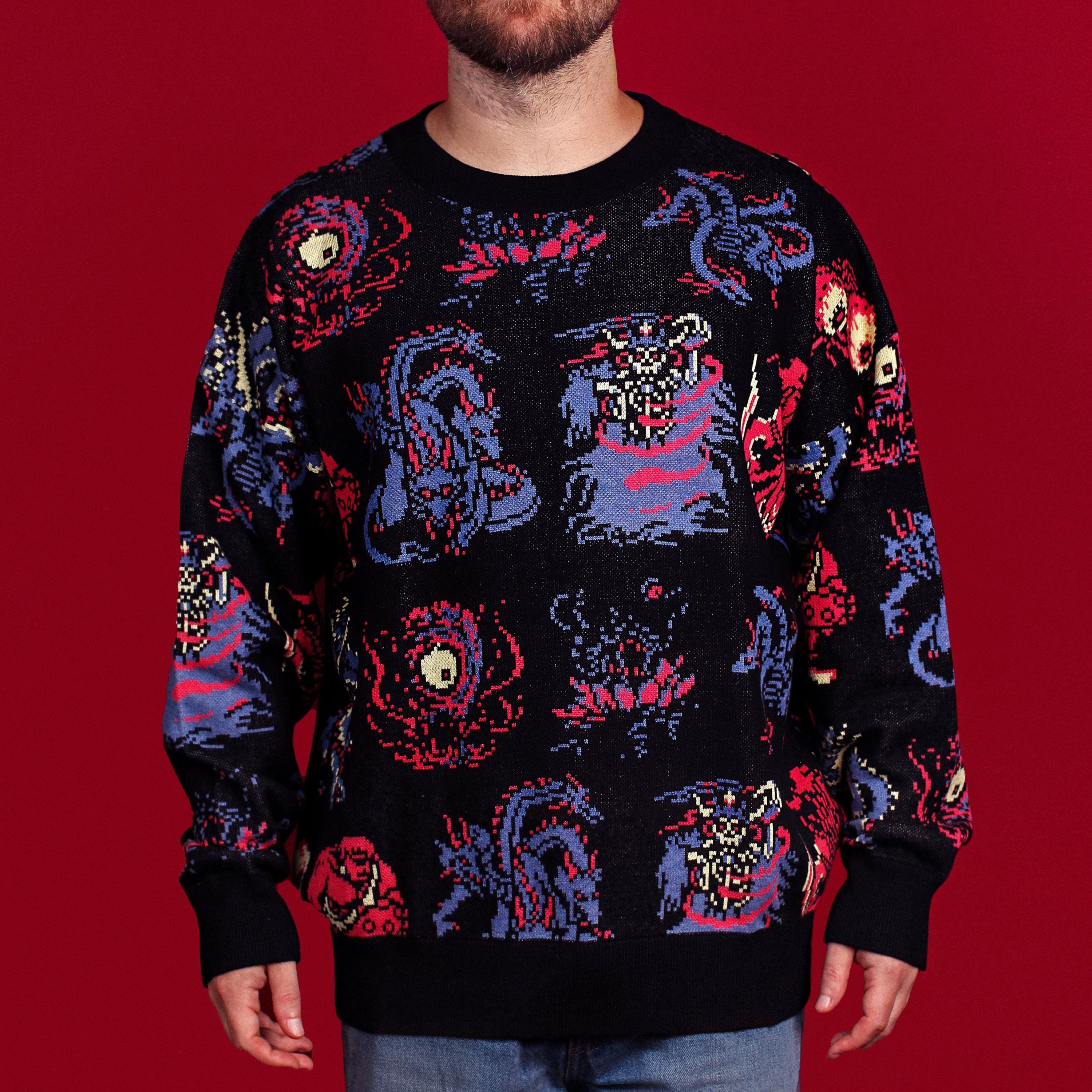 Boss Sprites Knit Sweater, Video Game Character Pullover, Gift for