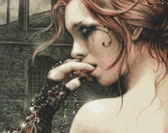Chart UK Fantasy DMC Goth Autumn Lady Counted Cross Stitch Kit