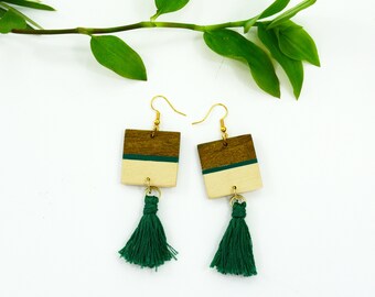 Green aesthetic earrings, Statement earrings, Handmade jewelry, Gifts for her