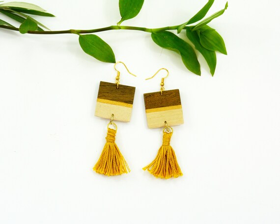 Mustard Tassels Earrings Autumn Jewelry Boho Jewelry Boho Chic Tassels Gift for Her Etsy Canada