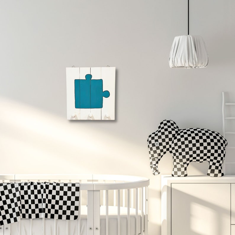 Handmade Coat Rack Nursery Wall Art 'puzzle' Hand Etsy