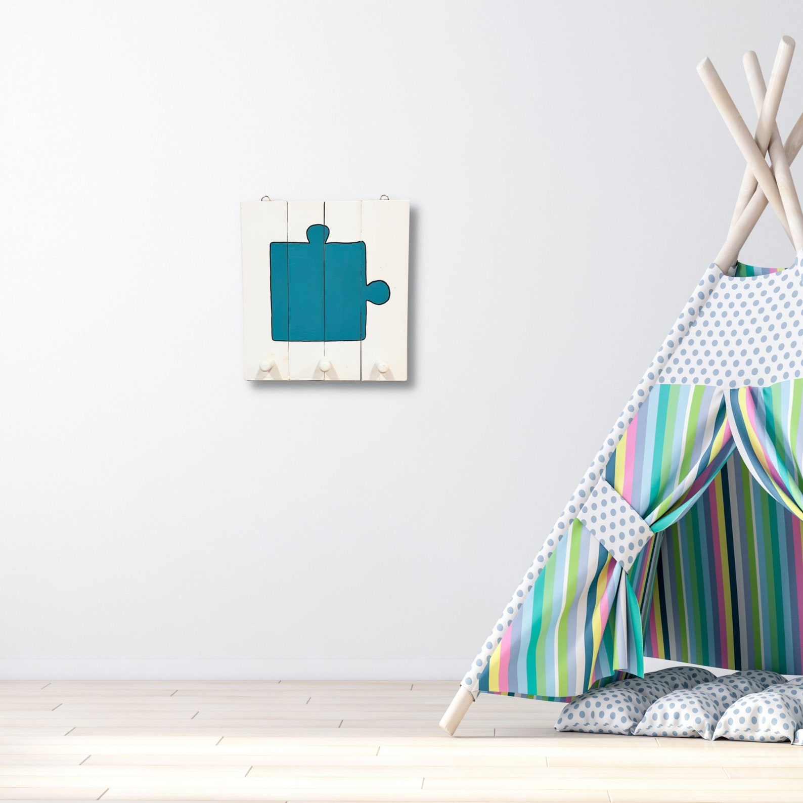 Handmade Coat Rack Nursery Wall Art 'puzzle' Hand Etsy
