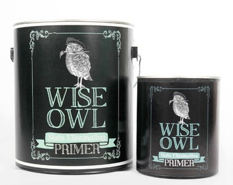 Stain Eliminating Primer by Wise Owl Paint, Water-Based Multi-Purpose Primer and Stain Remover Blocker, Clear, White, Grey, Dark Grey, 32oz