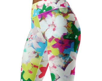 Yoga Clothing Floral Print Yoga Pants, Yoga Leggings Gifts for Her, Women's Casual Leggings, Premium Quality Spandex, High Waisted Patterned