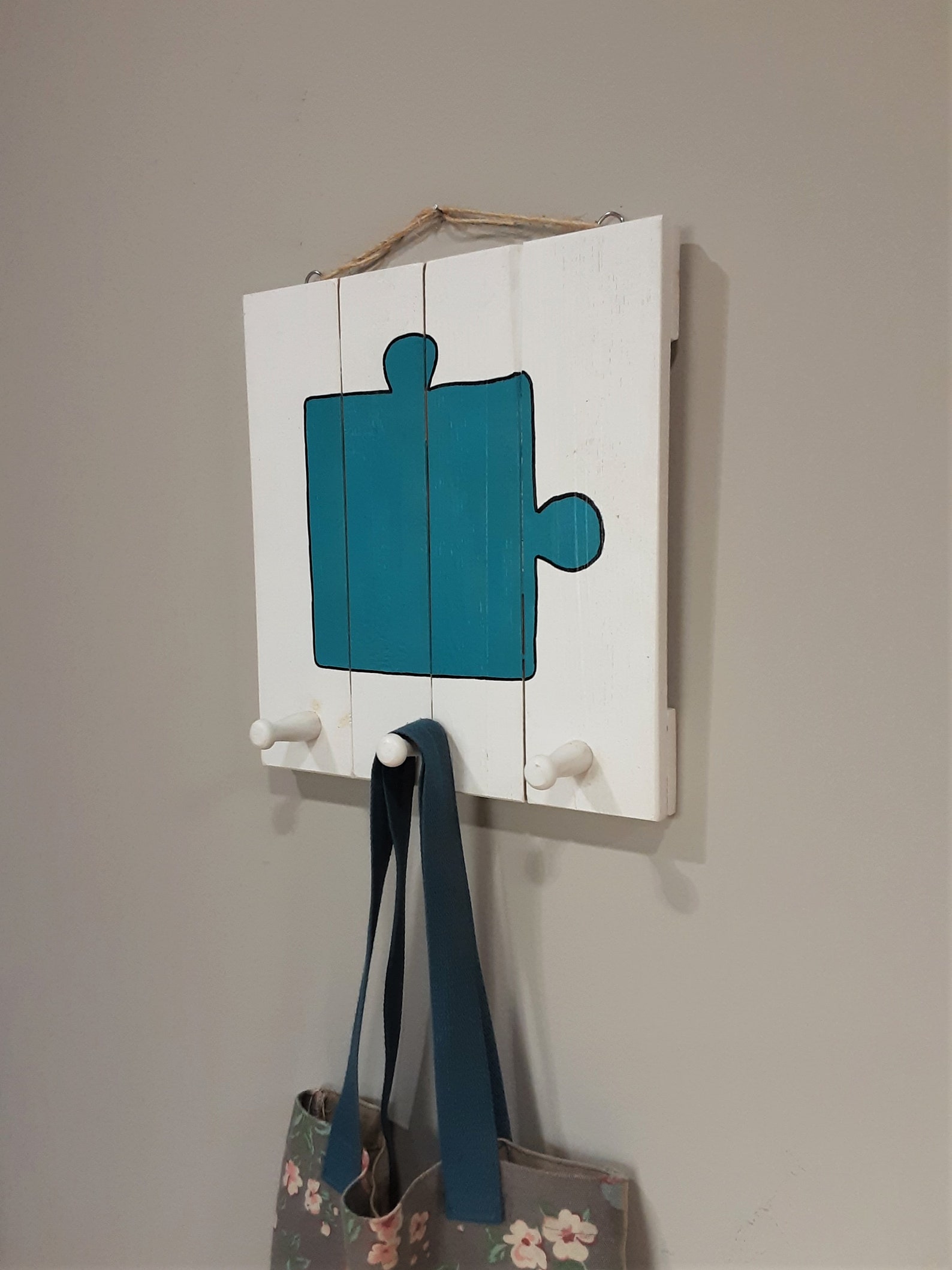 Handmade Coat Rack Nursery Wall Art 'puzzle' Hand Etsy