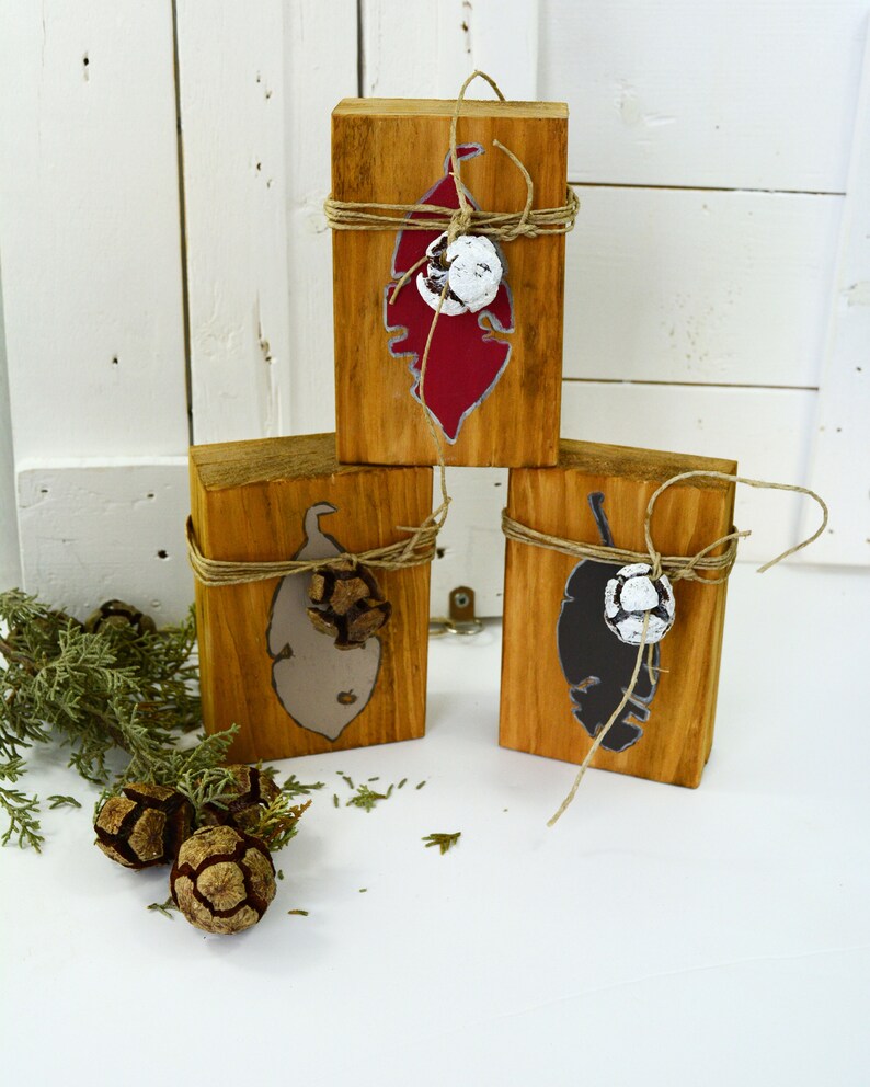 Shelf Sitters Wooden Blocks Christmas Mantel Handpainted Etsy