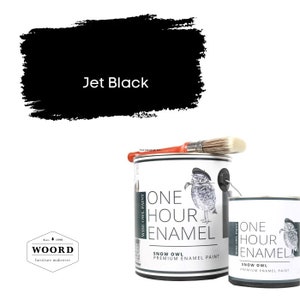 Jet Black, Luxury Furniture ONE HOUR ENAMEL Paint: Fast-Drying, Water-Based Acrylic with a Built-in Varnish, Wise Owl Paint, 32 oz