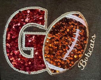 Go Football Embroidery and Sequins Applique Hoodie with mascot name