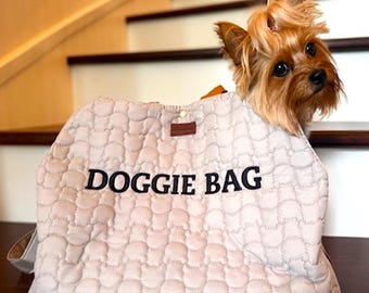 Doggie Bag – Small Pet Carrier Travel Bag | Quilted Fabric with Embroidery
