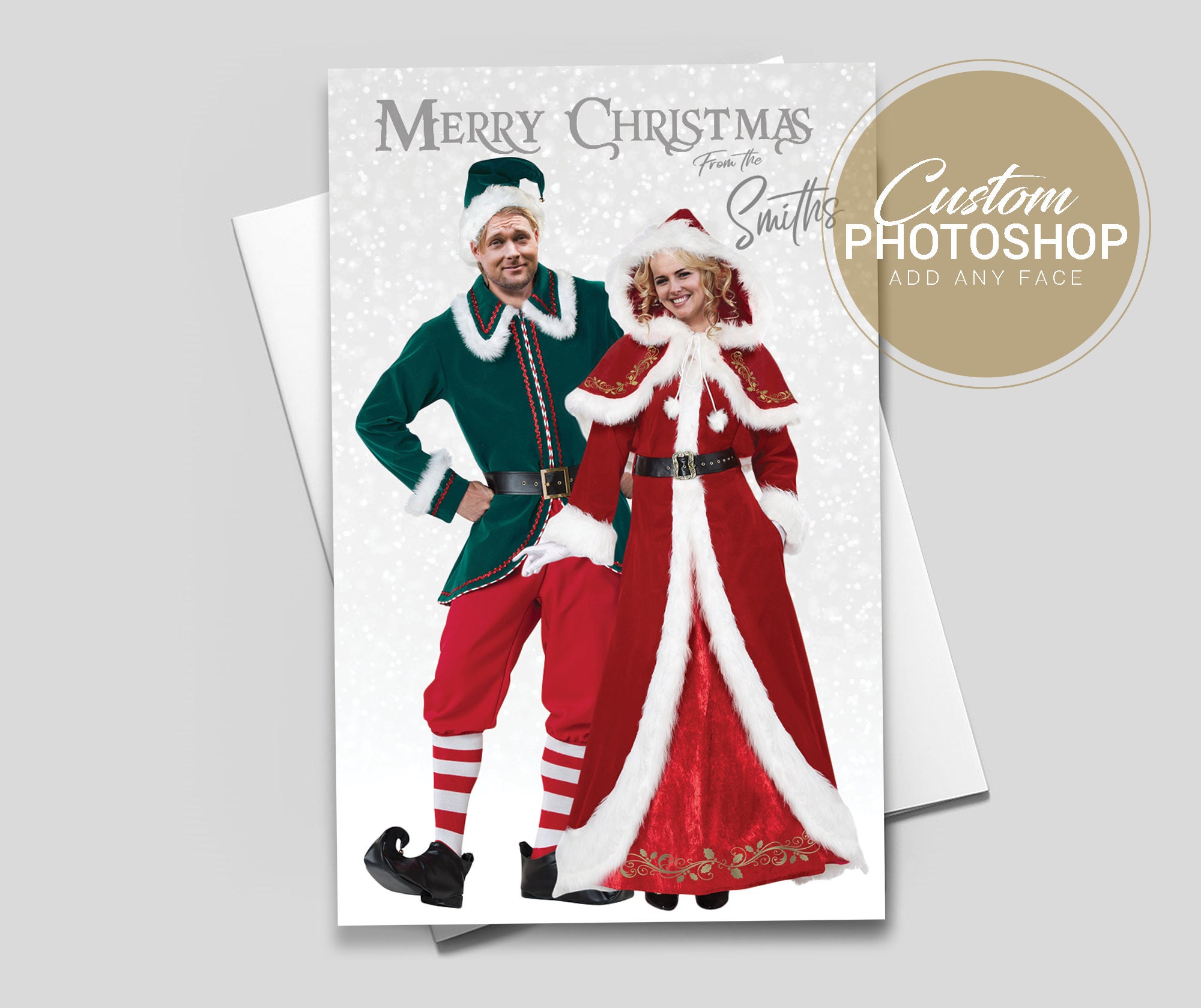 Custom Family Photoshop Christmas Cards Face Swap Family image