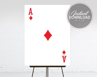 Casino Royale Party Sign | Ace of Diamonds Playing Cards Poster | Casino Night Party Decor | 007 Theme Birthday