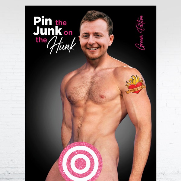 Bachelorette Party Game | Pin the Junk on the Hunk Personalized | Hens Party Pin the Tail Game | Pin the Pecker Bachelorette Game