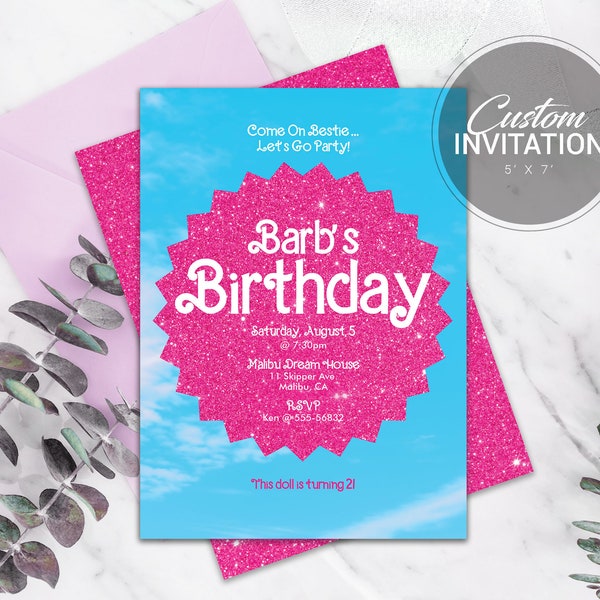 Doll Party Invitation | Barb Birthday Invite | Malibu Doll Invitation