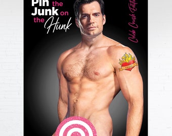 Pin the Junk on the Hunk Game | Pin the Junk Bachelorette Party Game | Pin the Tail Hen Party Game | Celebrity Crush Edition
