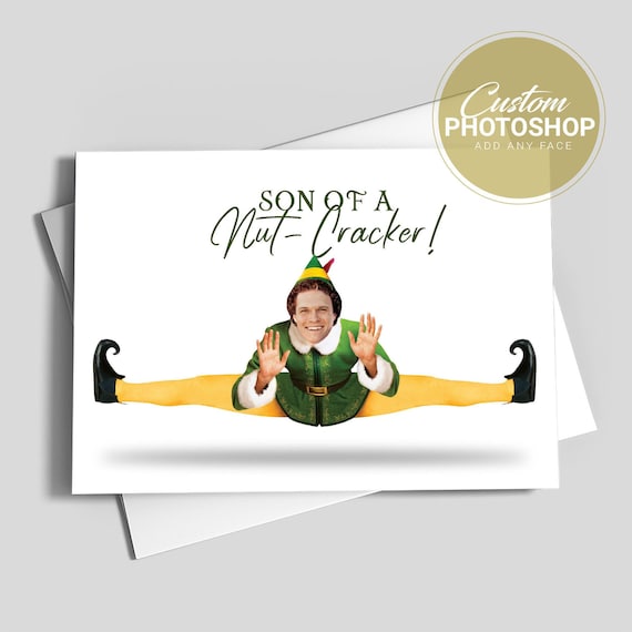 Elf Buddy Christmas Card | Buddy Elf Holiday Card | Funny Custom Holiday Cards | Friend Christmas Card | Add Any Face Il_570xn