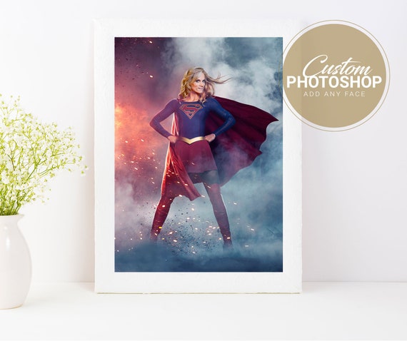 Superhero Custom Face Swap Poster | Superhero Girl Party Sign | Superhero Woman Birthday Theme Il_570xn