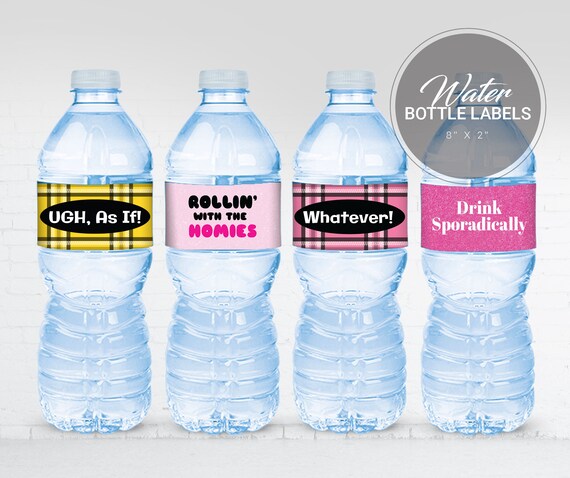 Clueless Water Bottle Labels | Clueless Party Decor | Clueless 90s Theme | Printable Water Bottle Labels Il_570xn