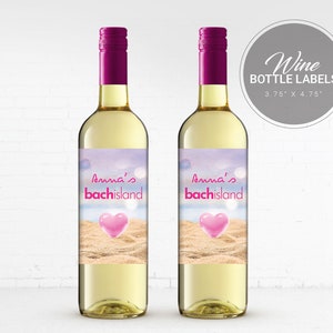 Bachelorette Island Wine Bottle Labels | Hen Island Wine Labels | Personalized Wine Labels