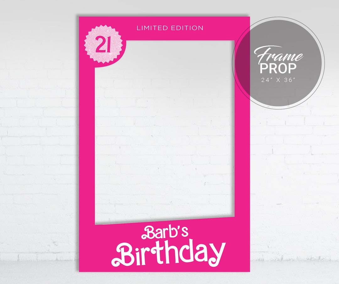 Pink Doll Box Photo Prop Frame Barb Party Photo Booth Prop Frame Printable Etsy
