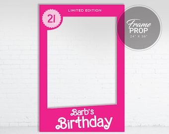 Pink Doll Box Photo Prop Frame | Barb Party Photo Booth Prop Frame Printable