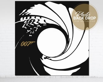 007 Party Theme Backdrop | James Bond Birthday Background | 007 Photo Booth Backdrop Props | 8'x8' Digital Download