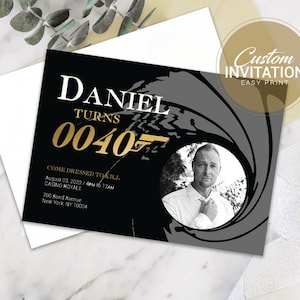 Casino Royale Party Invitations | 007 Birthday Invites | Men's Birthday Party Invites | 5x7 Printable Digital Download