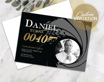 Casino Royale Party Invitations | 007 Birthday Invites | Men's Birthday Party Invites | 5x7 Printable Digital Download