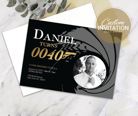 Casino Royale Party Invitations | 007 Birthday Invites | Men's Birthday Party Invites | 5x7 Printable Digital Download Il_570xn