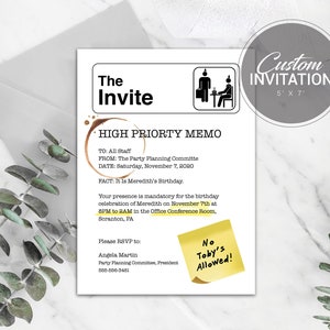 The Office Birthday Invitation | Office Theme Invites | The Office Party Invitation | Digital File Only