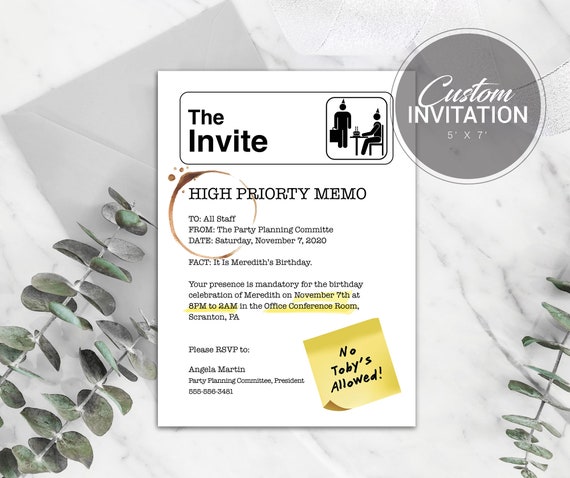 The Office Birthday Invitation | Office Theme Invites | The Office Party Invitation | Digital File Only Il_570xn
