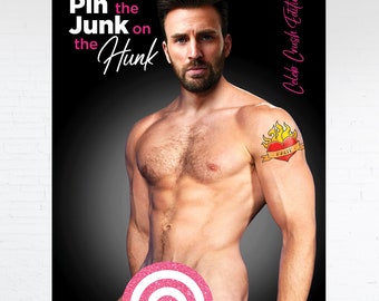 Pin the Junk on the Hunk Bachelorette Game | Pin the Tail Game | Pin the Pecker Bachelorette Party Game | Celebrity Crush Edition