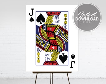 Casino Royale Theme Sign | Jack of Spades Playing Cards Poster | Casino Night Party Decor | 007 Theme Photo Booth Props